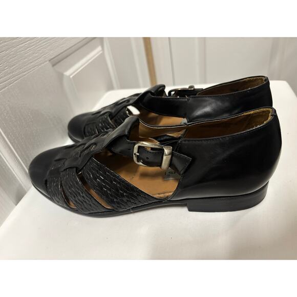 Stacy Adams Men’s 9.5M Black Woven Leather Fisherman Sandals Buckle Dress Casual main image 12